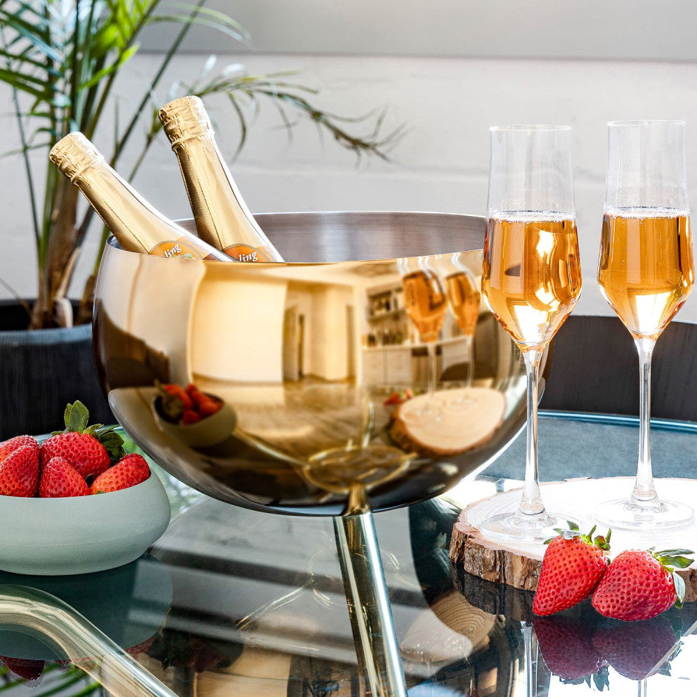Wine Chiller Party Tub for Drinks, Gold Stainless Steel Party Beverage Chiller Bowl