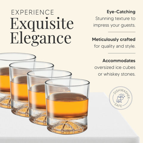 Image of Globe on the Rocks Basketball Shaped Mountain Whiskey Glasses with a Heavy Base, Set of 4, 8.8 Ounces