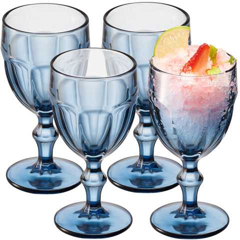 Image of Rambouillet Blue Tinted Water Goblet Glasses 11 oz, Set of 4
