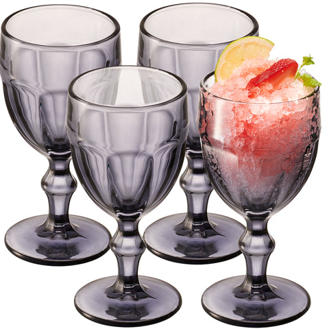 Image of Rambouillet Black Tinted Water Goblet Glasses 11 oz, Set of 4