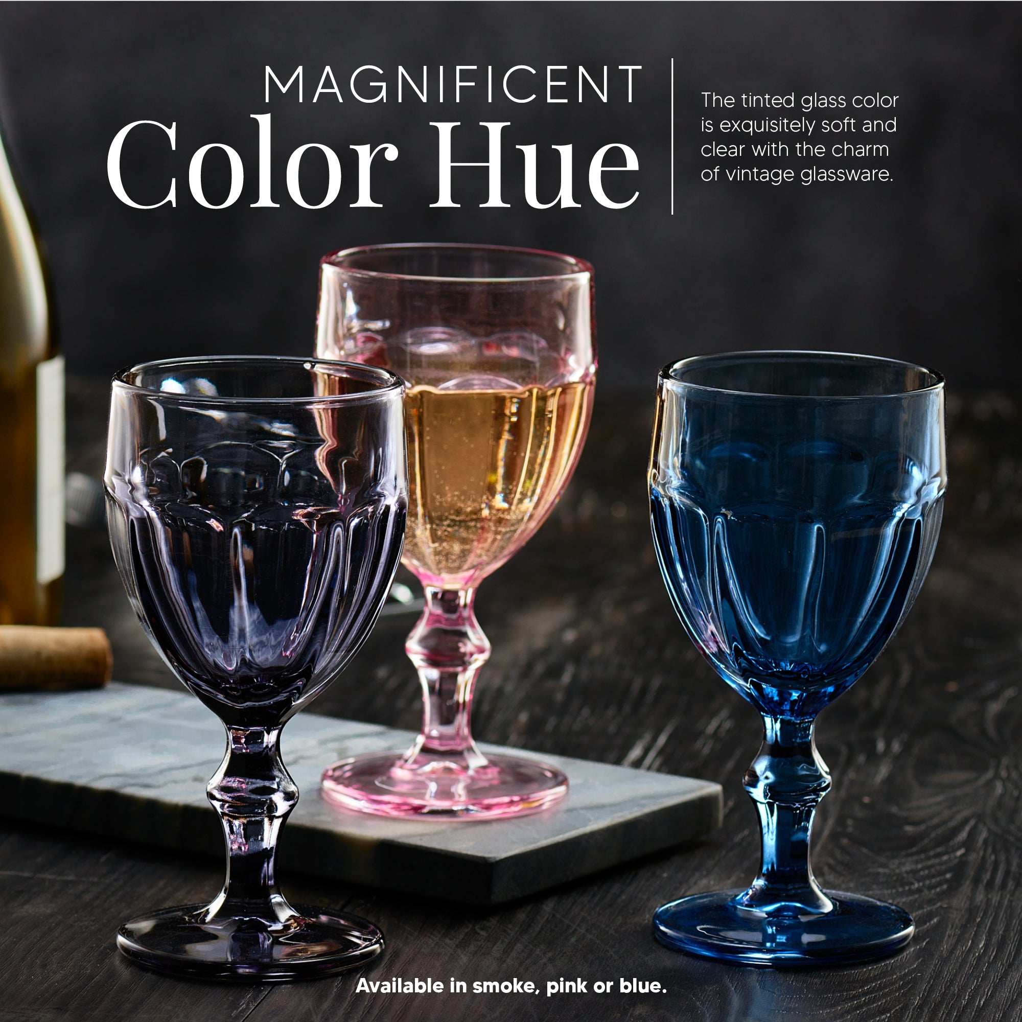 Rambouillet Pink Tinted Water Goblet Glasses 11 oz, Set of 4