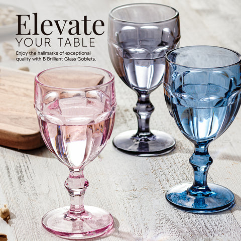 Image of Rambouillet Pink Tinted Water Goblet Glasses 11 oz, Set of 4
