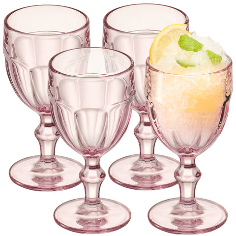Image of Rambouillet Pink Tinted Water Goblet Glasses 11 oz, Set of 4
