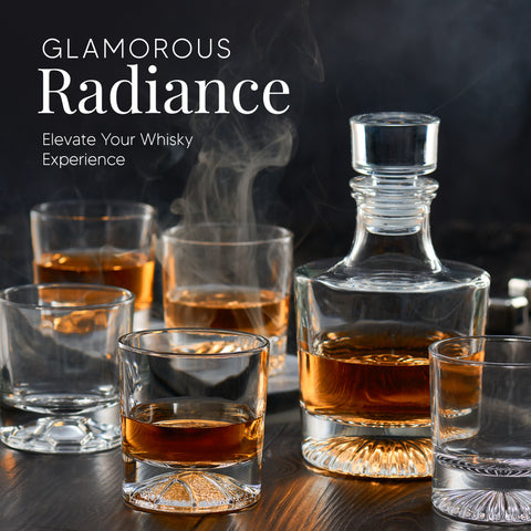 Image of Globe On The Rocks Pyramide Mountain Whiskey Glass Decanter 23.5 Ounces