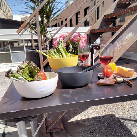Image of Eco-Home PLA 3-Piece Salad Bowl and Server Set, Yellow