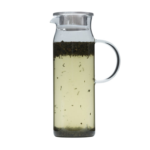 Image of Brilliant - Jasmine Glass Water Jug, Tea Jug with Stainless Steel Filter Lid, 1.2 Liters