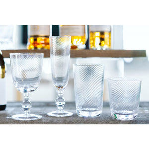 Retro Clear Textured Old Fashioned Drinking Glasses 12.5 Ounces, Set of 4