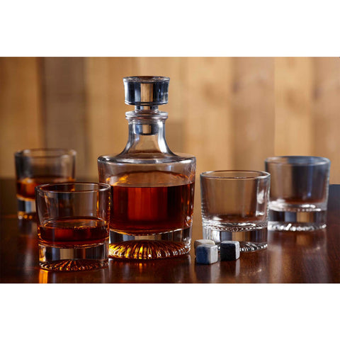 Image of Globe On The Rocks Pyramide Mountain Whiskey Glasses and Decanter Set