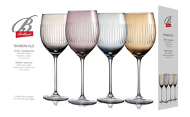 Rainbow Glow Colored Wine Glasses with Stems 16 Ounces, Set of 4