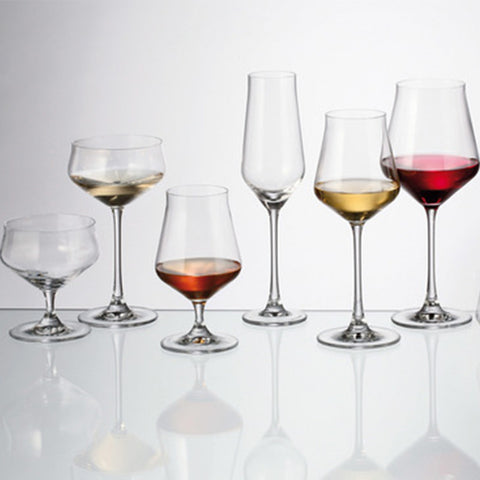 Image of Crystalite Bohemia Alca Lead Free Crystal Wine Glasses Stemware Collection, Sets of 6