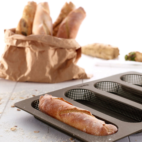 Image of Lekue bread making kit, Includes Perforated Mini Baguette Bread, Spatula and Recipes