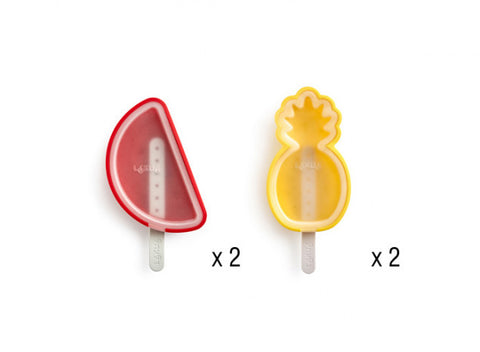 Image of Lékué - Watermelon and Pineapple Shape Silicone Ice Cream Pop Molds, Set of 4