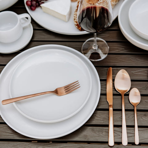 Image of Oslo Stainless Steel Copper Flatware Cutlery Set for 4, 16 Pieces