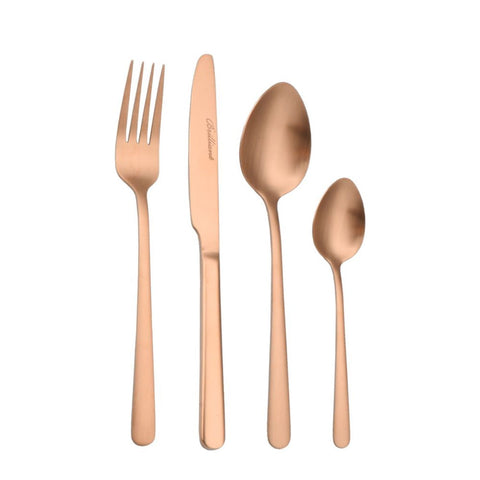 Image of Oslo Stainless Steel Copper Flatware Cutlery Set for 4, 16 Pieces