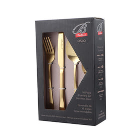 Oslo Stainless Steel Gold Flatware Cutlery Set for 4, 16 Pieces