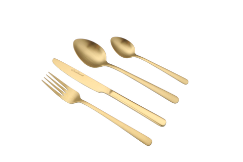 Image of Oslo Stainless Steel Gold Flatware Cutlery Set for 4, 16 Pieces