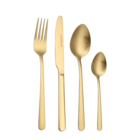 Image of Oslo Stainless Steel Gold Flatware Cutlery Set for 4, 16 Pieces