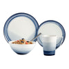 Brilliant - Signature 16 Piece White with Blue Trimming Porcelain Dinnerware Set, Service for 4
