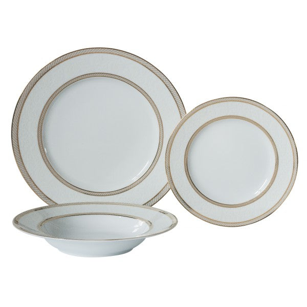 Brilliant - Floral Lace Gold 18 Piece Dinnerware Set, Service for 6