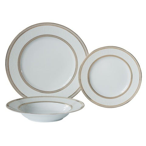 Image of Brilliant - Floral Lace Gold 18 Piece Dinnerware Set, Service for 6