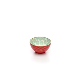 Embossed Rose Colored Porcelain Stamped Bowls, 3 Inches, Set of 6
