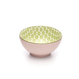 Embossed Assorted Colors Porcelain Stamped Bowls, 6 Inches, Set of 4
