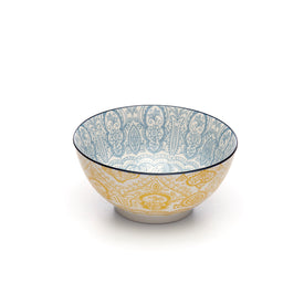 Paisley Soleil Colored Porcelain Stamped Bowls, 6 Inches, Set of 3