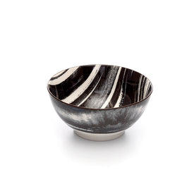 Kiku Assorted Black and White Porcelain Stamped Bowls, 6 Inches, Set of 4