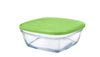 Duralex - Lys Square Stackable Bowl with Green Lid 20 cm (8 1/8 in)