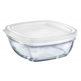 Duralex - Lys Square Stackable Bowl with White Lid 17 cm (6 3/4 in)