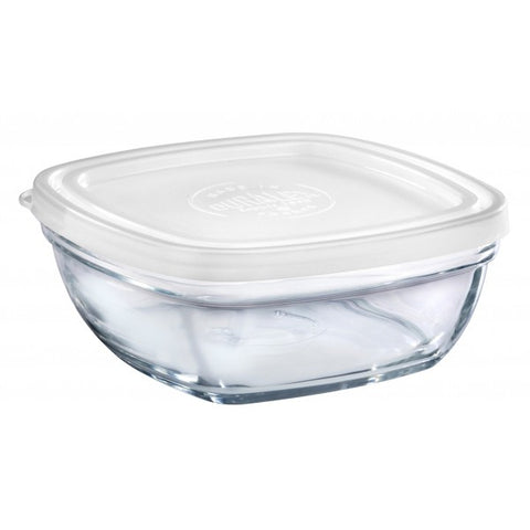 Image of Duralex - Lys Square Stackable Bowl with White Lid 17 cm (6 3/4 in)