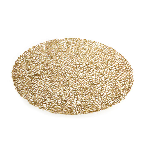 Image of Gold Round Vinyl Placemats Set of 4, 15 Inches