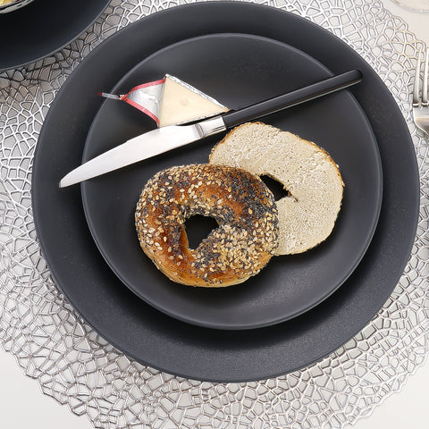Image of Granito Stoneware Black Pasta Bowls 8.6 Inches, Set of 4