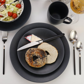 Granito Stoneware Black Pasta Bowls 8.6 Inches, Set of 4