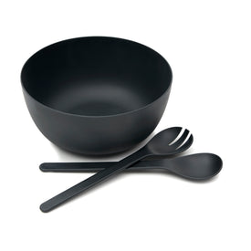 Eco-Home PLA 3-Piece Salad Bowl and Server Set, Black