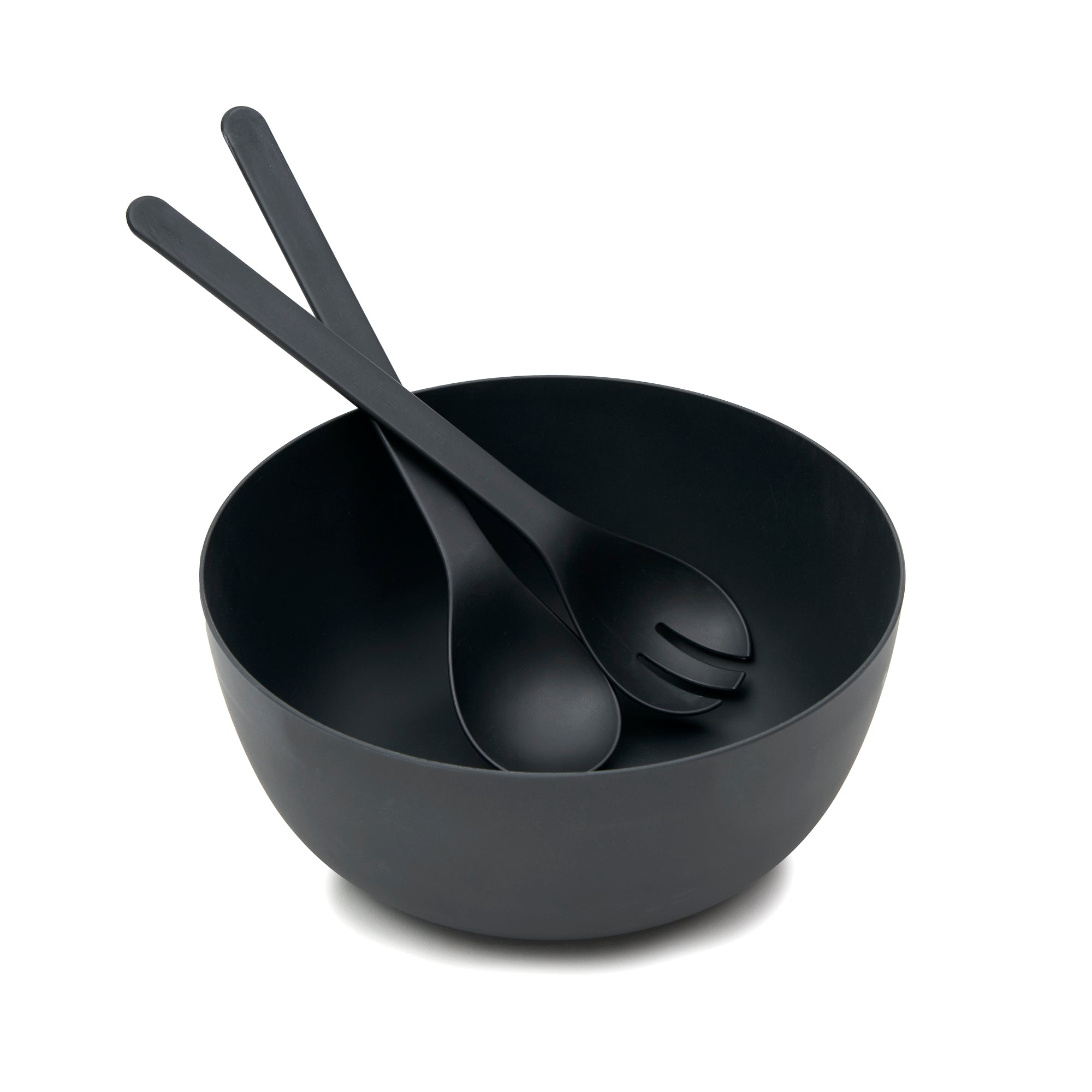 Eco-Home PLA 3-Piece Salad Bowl and Server Set, Black