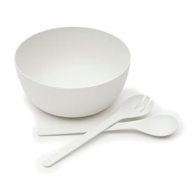 Eco-Home PLA 3-Piece Salad Bowl and Server Set, White