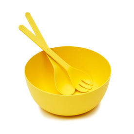 Eco-Home PLA 3-Piece Salad Bowl and Server Set, Yellow
