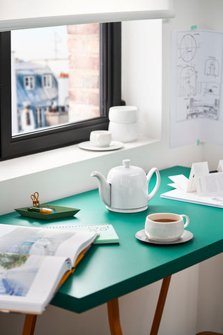 Image of Guy Degrenne Salam Monochrome White 6 Cup Insulated Teapot, 36 Ounces