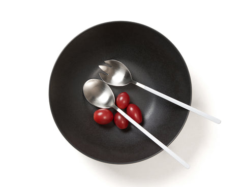 Image of Kimono Stainless Steel Salad Servers with White Handles