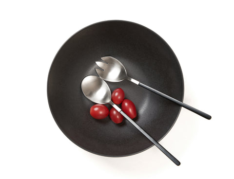 Image of Kimono Stainless Steel Salad Servers with Black Handles