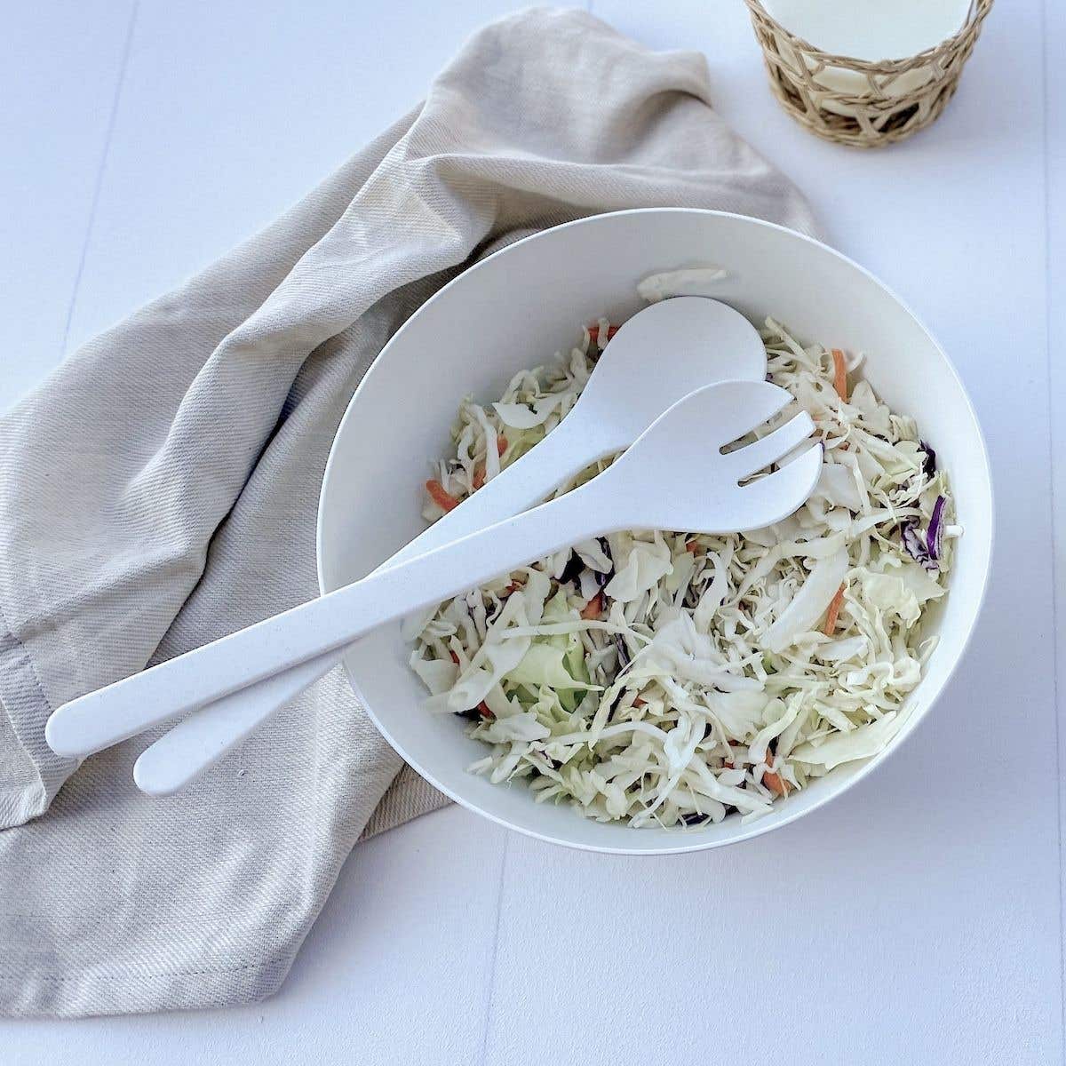 Eco-Home PLA 3-Piece Salad Bowl and Server Set, White