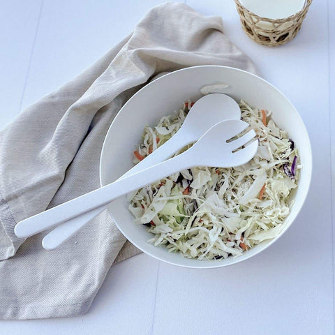 Image of Eco-Home PLA 3-Piece Salad Bowl and Server Set, White