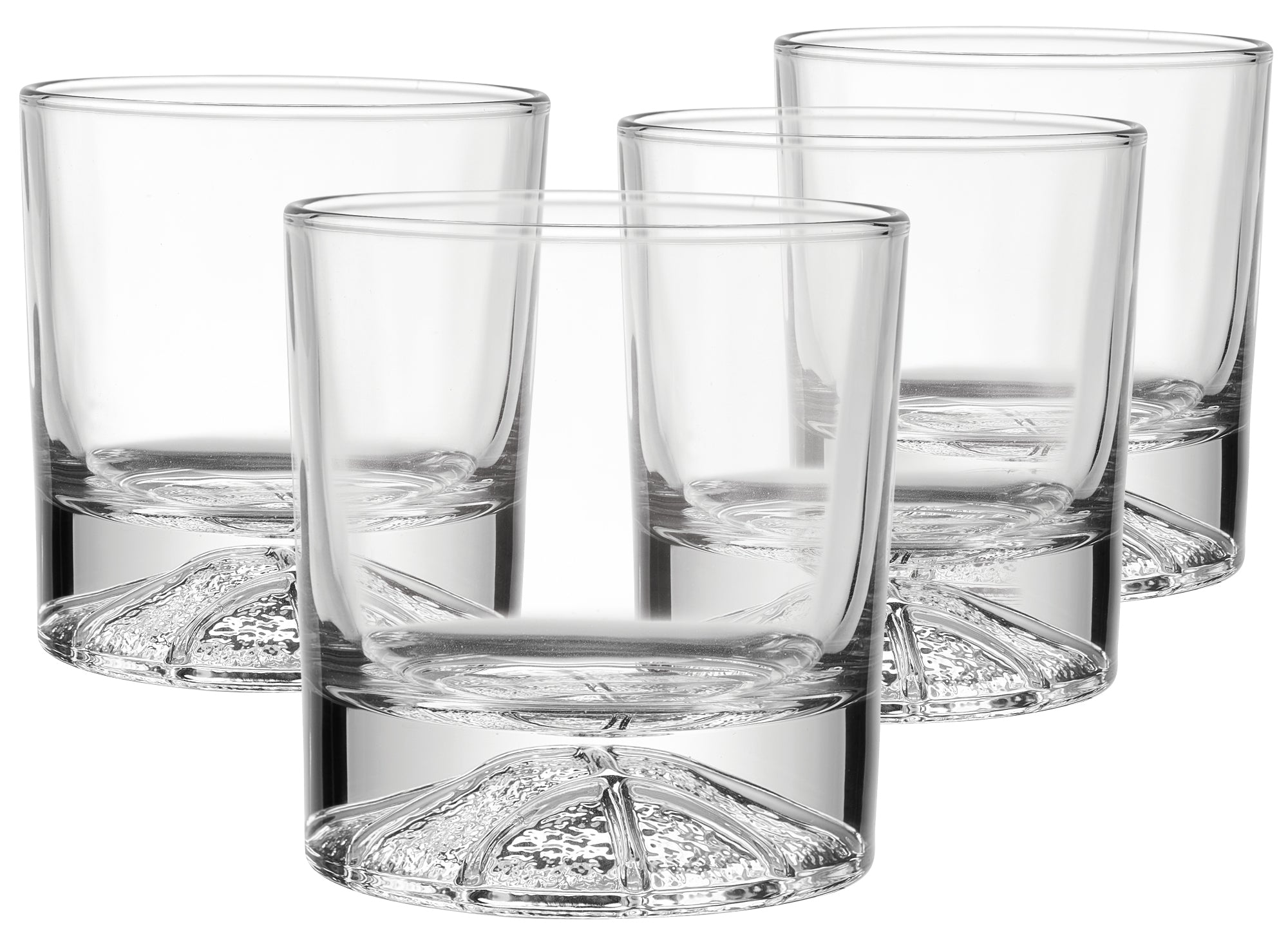 Globe on the Rocks Basketball Shaped Mountain Whiskey Glasses with a Heavy Base, Set of 4, 8.8 Ounces