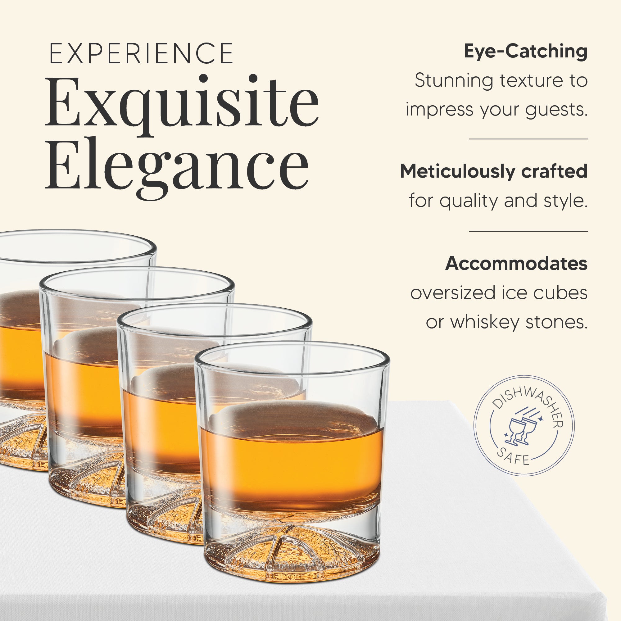 Globe on the Rocks Basketball Shaped Mountain Whiskey Glasses with a Heavy Base, Set of 4, 8.8 Ounces