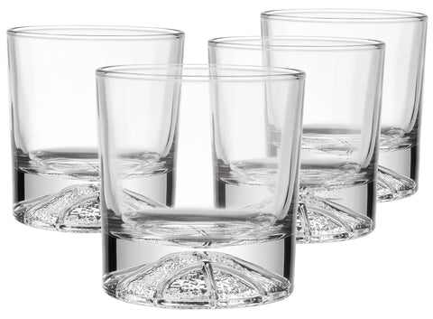 Image of Globe on the Rocks Basketball Shaped Mountain Whiskey Glasses with a Heavy Base, Set of 4, 8.8 Ounces