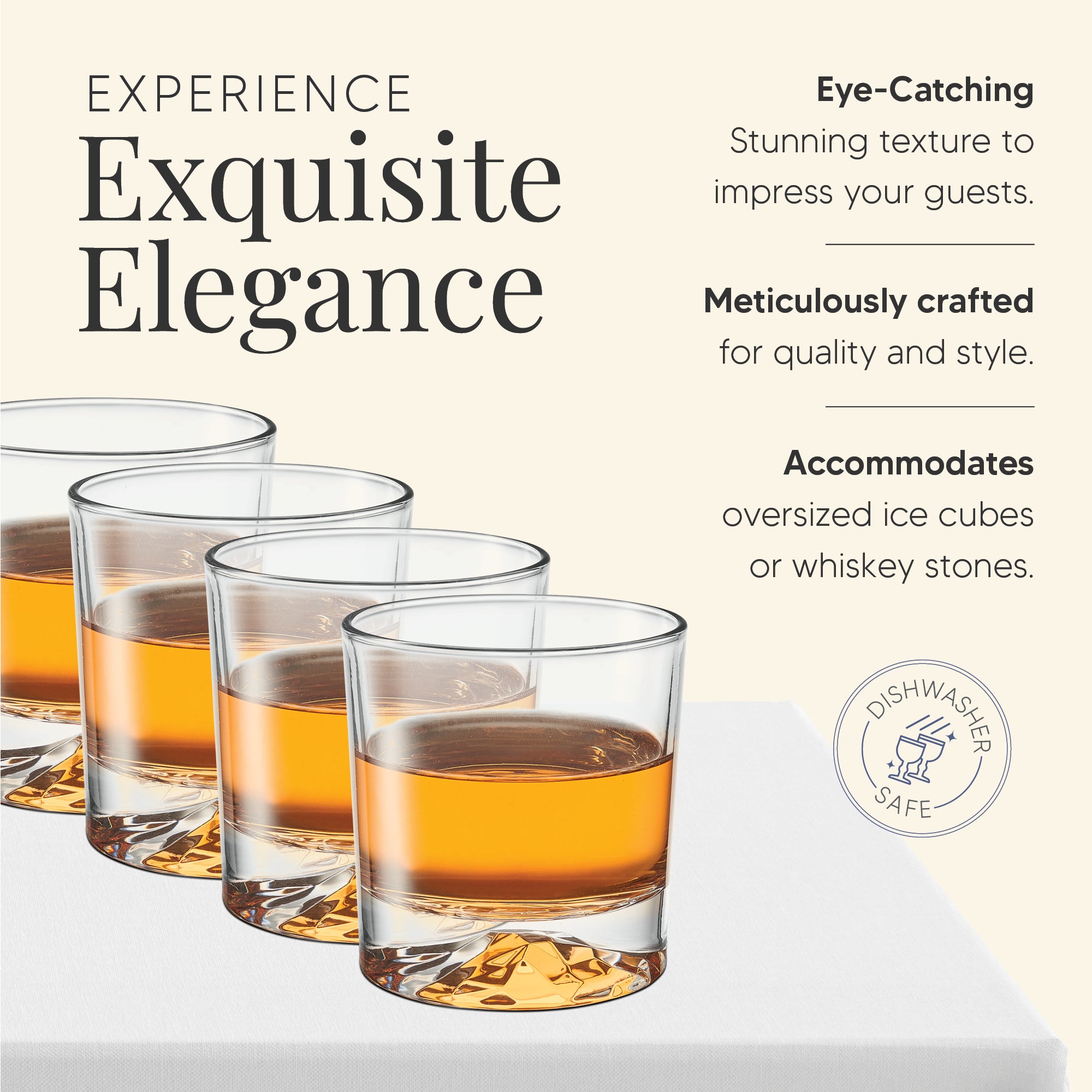 Globe On The Rocks Ice Tip Mountain Whiskey Glasses with a Heavy Base, Set of 4,8.8 Ounces