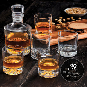 Globe On The Rocks Ice Tip Mountain Whiskey Glasses with a Heavy Base, Set of 4,8.8 Ounces