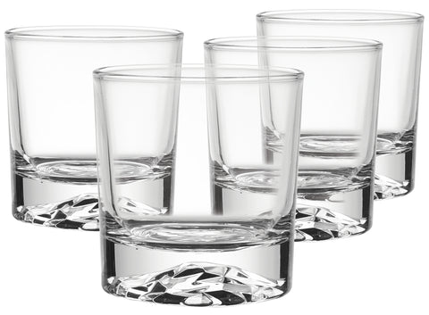 Image of Globe On The Rocks Ice Tip Mountain Whiskey Glasses with a Heavy Base, Set of 4,8.8 Ounces