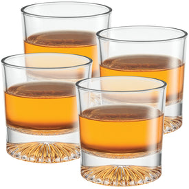 Globe On The Rocks Pyramide Mountain Whiskey Glasses with a Heavy Base, Set of 4, 8.8 Ounces